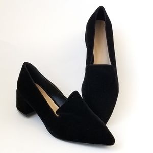 Asos black velvet slip-on Block heel Size 9